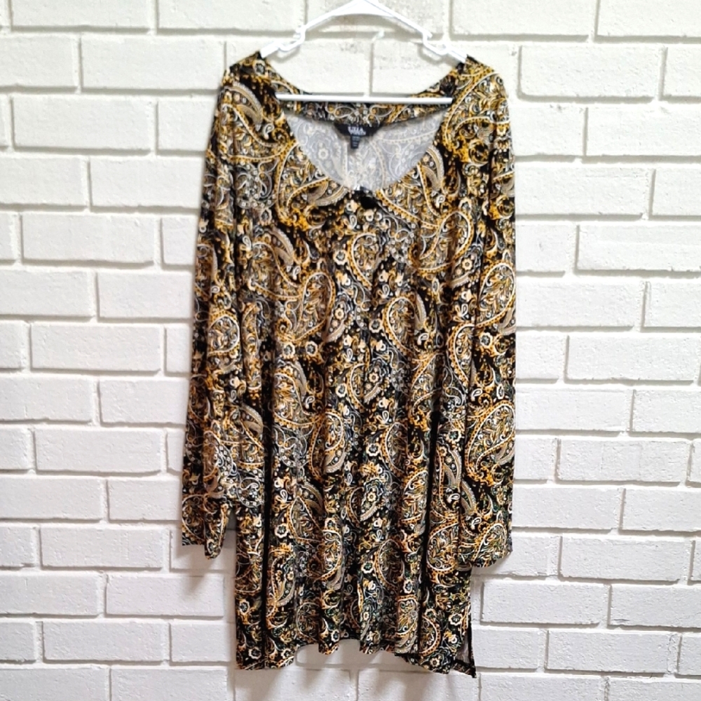 Ulla Popken Black and Gold One Button Front Cardigan. Size 28/30 NWT